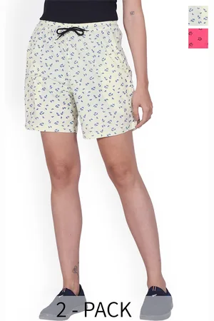 BAESD Women Pack Of 2 Printed High-Rise Pure Cotton Shorts
