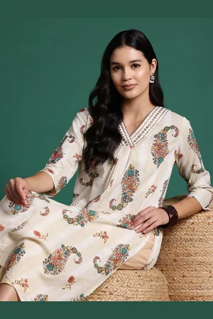 Sangria Printed Pleated Kurta with Palazzos