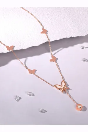 Asmitta Jewellery Rose Gold-Plated Cubic Zirconia Pendants with Chain