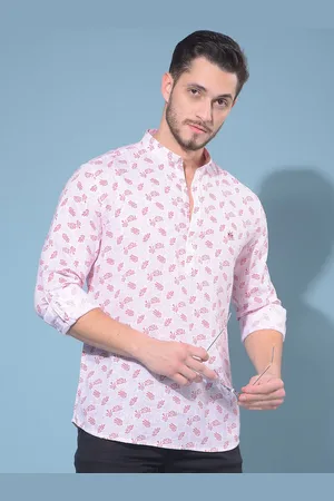 Crimsoune Club Floral Printed Band Collar Straight Kurta