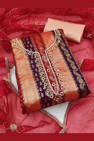 Kalini Ethnic Motifs Printed Beads and Stones Unstitched Dress Material