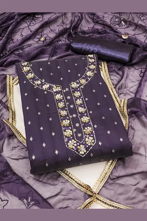Kalini Floral Woven Designed Beads & Stones Unstitched Dress Material