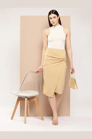 Chemistry Knot Detail High Low Hem Straight Skirt