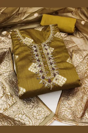 Kalini Ethnic Motifs Woven Design Beads & Stones Unstitched Dress Material
