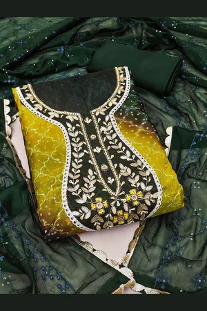 Kalini Ethnic Motifs Embroidered Beads & Stones Unstitched Dress Material