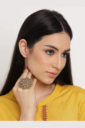 Anouk Gold-Plated & Kundan-Studded Finger Ring