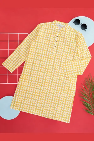 Pantaloons Boys Geometric Printed Mandarin Collar Pure Cotton Kurta