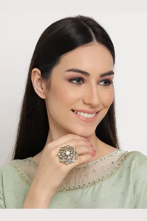 Anouk Gold-Plated Kundan Studded Floral Shaped Finger Ring