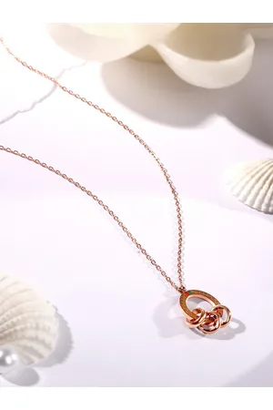 Asmitta Jewellery Rose Gold-Plated Circular Pendants with Chain