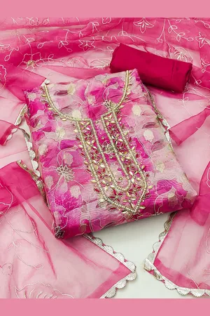 Kalini Floral Woven Design Beads & Stones Unstitched Dress Material