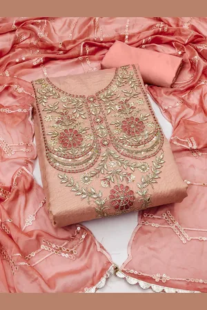 Kalini Floral Embroidered Beads & Stones Unstitched Dress Material