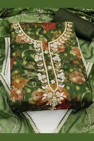 Kalini Floral Printed Organza Unstitched Dress Material