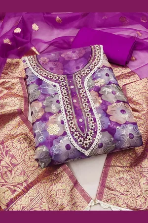 Kalini Floral Printed Organza Unstitched Dress Material