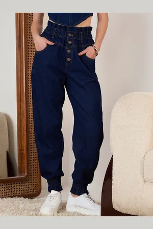 Berrylush Women Jogger High-Rise Slash Knee Jeans