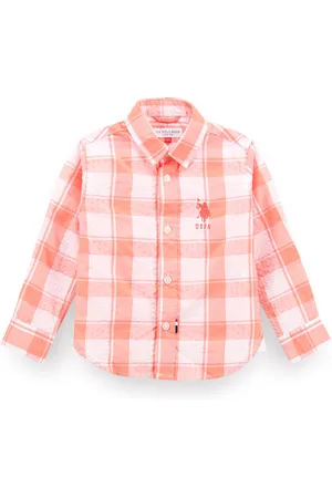 Ralph Lauren Boys Classic Windowpane Checked Spread Collar Seersucker Casual Shirt