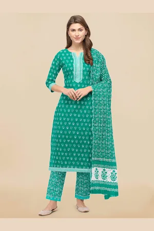 Mirchi Fashion Women Teal Ethnic Motifs Printed Kurta with Palazzos & Dupatta