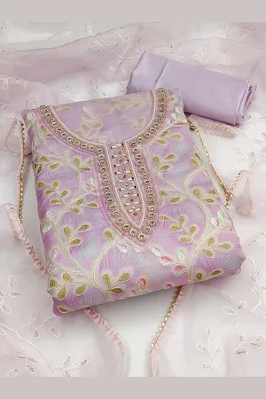 Kalini Floral Embroidered Organza Unstitched Dress Material