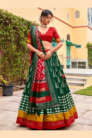 LOOKNBOOK ART Printed Foil Print Semi-Stitched Lehenga & Unstitched Blouse With Dupatta