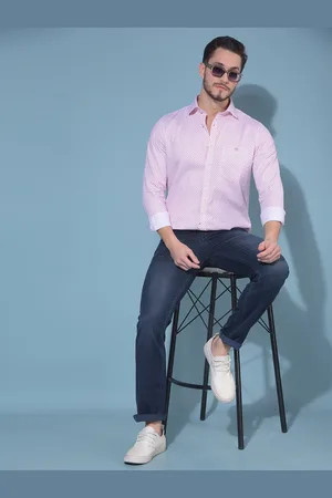 Crimsoune Club Classic Slim Fit Opaque Polka Dots Chest Pocket Cotton Casual Shirt
