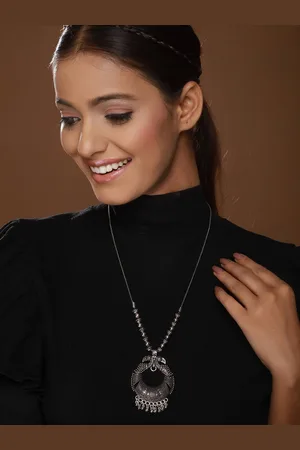 Anouk Silver Plated Oxidised Necklace