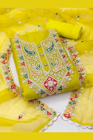 Kalini Ethnic Motifs Embroidered Organza Unstitched Dress Material