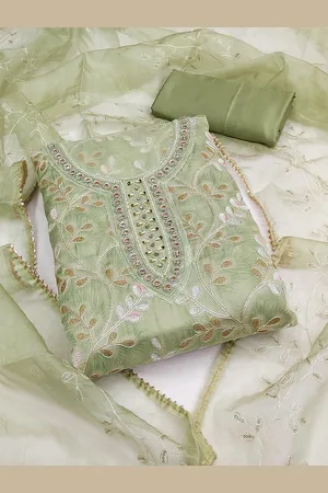 Kalini Floral Embroidered Organza Unstitched Dress Material