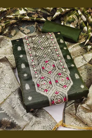 Kalini Ethnic Motif Woven Design Zari Unstitched Banarasi Dress Material