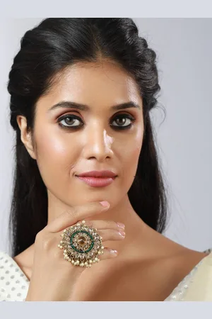 Anouk Gold-Plated Kundan Studded Adjustable Finger Ring