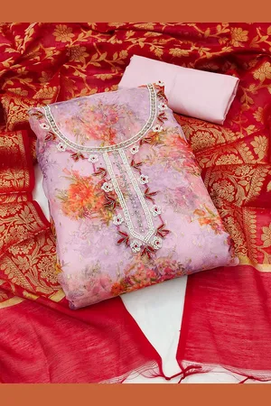 Kalini Floral Printed Organza Unstitched Dress Material