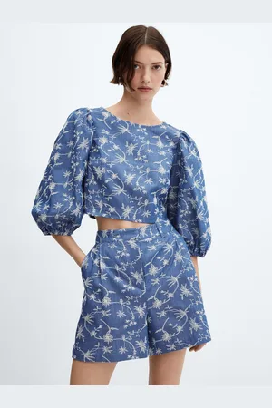 MANGO Women Floral Embroidered Shorts