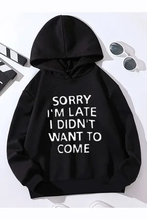 Stylecast Black Girls Typography Printed Hooded Long Sleeves Pullover