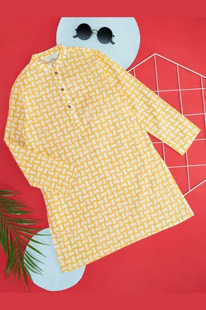 Pantaloons Boys Geometric Printed Mandarin Collar Pure Cotton Kurta