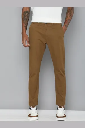 Flying Machine Men Mid Rise Slash Tapered Fit Chinos Trousers