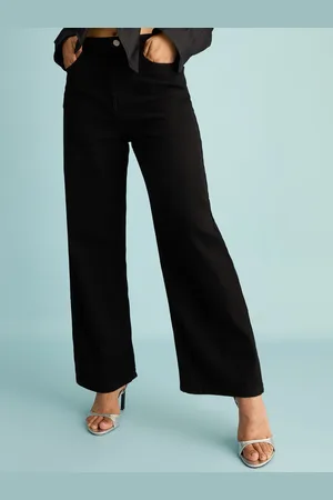 FREAKINS Women Wide Leg Cotton High-Rise Jeans