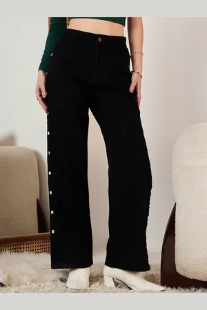 Berrylush Women Flared Cotton High-Rise Jeans