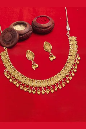 Anouk Gold-Plated Beaded Necklace and Earrings Set