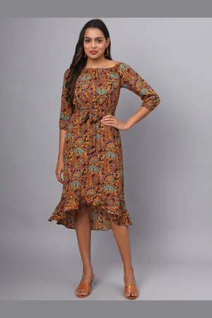 BRINN Floral Print A-Line Midi Dress