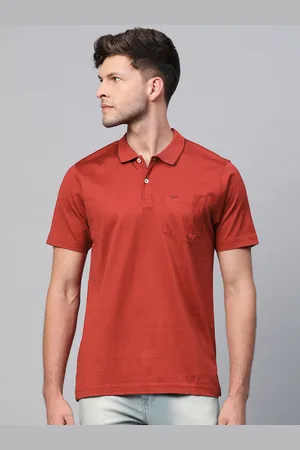 Park Avenue Men Red Polo Collar Cotton Slim Fit T-shirt