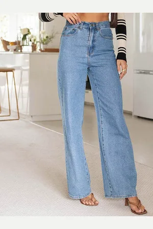 LULU & SKY Women Wide Leg High-Rise Clean Look Stretchable Jeans