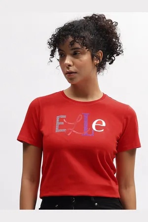 Elle Typography Printed Round Neck Relaxed Fit T-shirt
