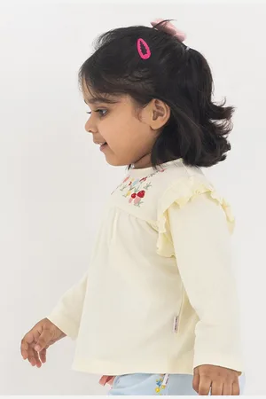 haus & kinder Girls Embroidered Pure Cotton Top with Shorts