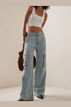 LULU & SKY Women Wide Leg Low-Rise Clean Look Light Fade Stretchable Jeans