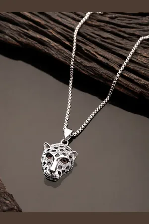 Roadster The Lifestyle Co. Silver-Plated American Diamond-Studded Panther Pendant & Chain