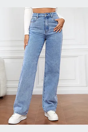 LULU & SKY Women Straight Fit High-Rise Mildly Distressed Jeans
