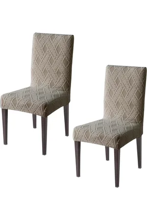 HOKIPO Brown 2 Pieces Jacquard 200 GSM Chair Covers