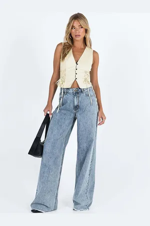 LULU & SKY Women Wide Leg Clean Look Heavy Fade Stretchable Jeans