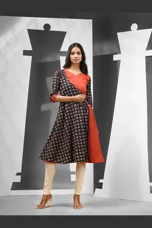 Charukriti V Neck Ethnic Motifs Printed Cotton A Line Kurta