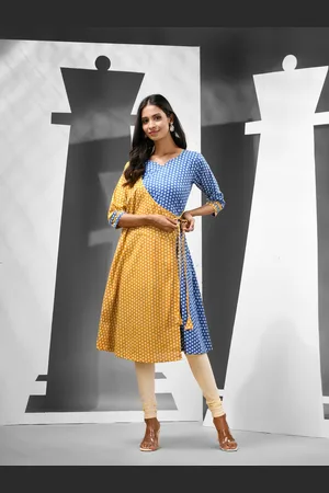 Charukriti Ethnic Motifs Printed Cotton Angrakha Kurta
