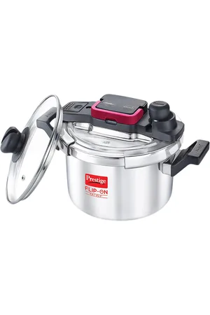 Prestige Flip-On Tri-Ply Silver Toned Stainless Steel Pressure Cooker With Glass Lid - 3L