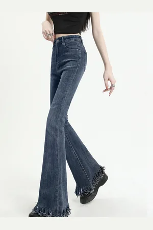 LULU & SKY Women Bootcut High-Rise Low Distress Heavy Fade Jeans